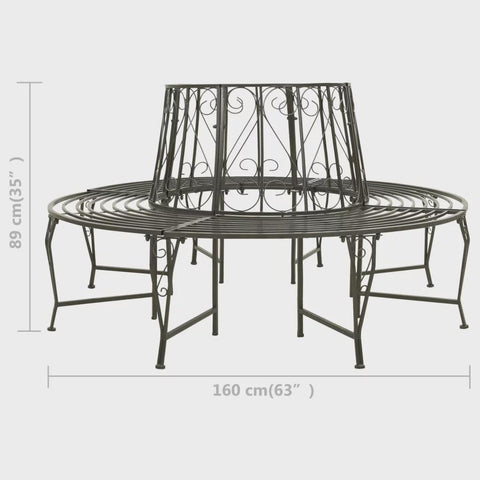 vidaXL Patio Tree Bench 63" Steel gray