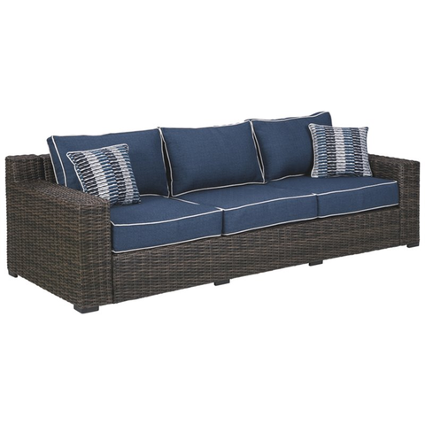 Outdoor Sofa in Brown and Blue