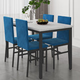 Dining Table Set for 4, Wood Dine Table with 4 Velvet Chairs