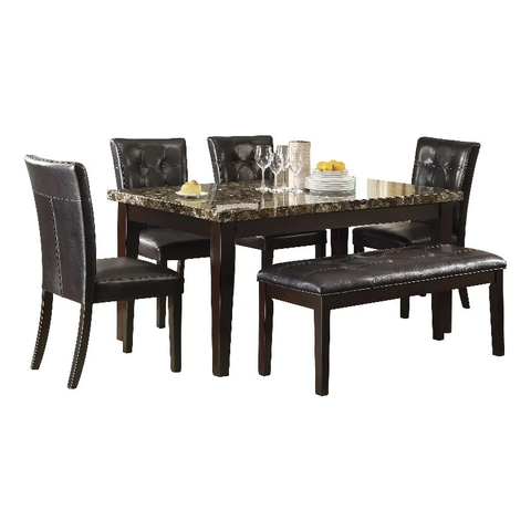 Lexicon 6-Piece Contemporary Faux Marble and Wood Dining Set in Espresso