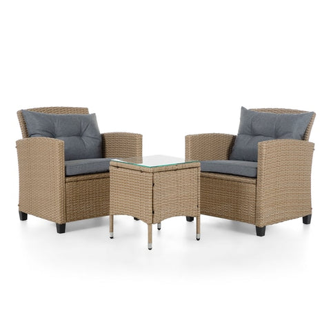 Fields 3-Piece Outdoor Patio Set in Natural PE Wicker / Rattan