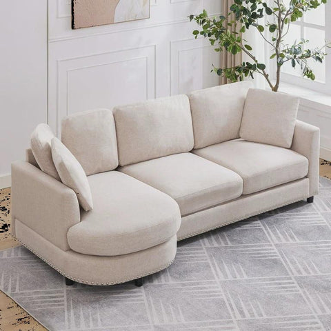 Mixoy Curved Sectional Sofa,Luxury Upholstered Couch,L Shaped