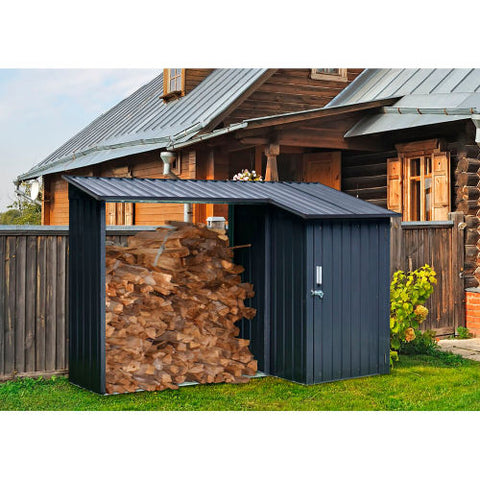 Galvanized Steel Shed, 41-1/3"L x 106-1/5"W x 62-1/5"H, Dark Gray/White