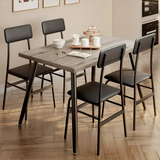 5 Pcs Modern Dining Table Set 4 Chairs Steel Frame Home Kitchen Furniture Black