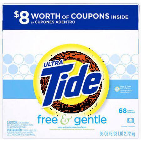 Tide Ultra Free and Gentle Powder Laundry Detergent, 68 Loads 95 oz