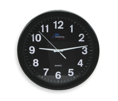 Analog Clock, 10-1/4 In, Black