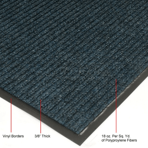 Deep Cleaning Ribbed 4 Foot Wide Roll Entrance Mat Blue