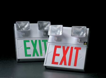 Exit Sign w/Emergency Lights, 8W, Grn
