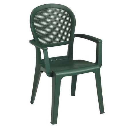 Armchair, Open Mesh, Metal Green
