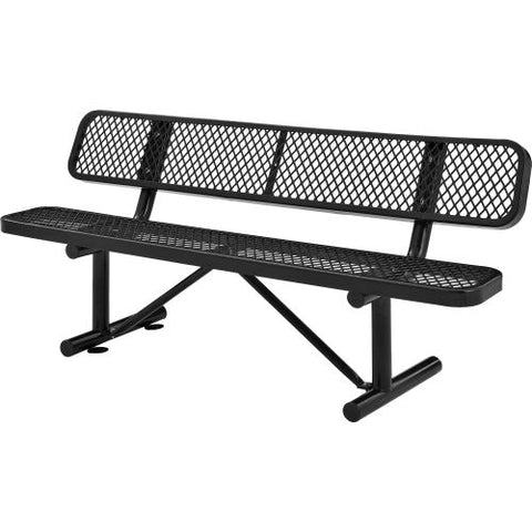 6 ft. Outdoor Steel Bench with Backrest - Expanded Metal - Black