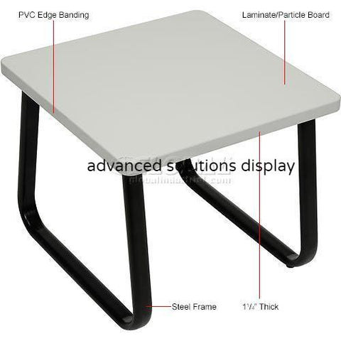 Square Coffee Table 20" x 20" Gray Top