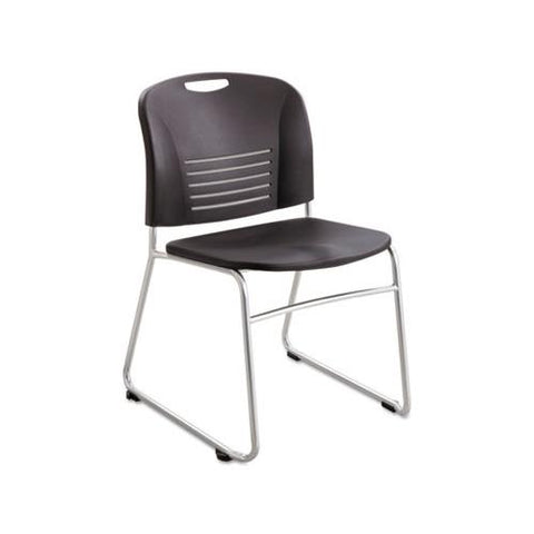 Safco Vy Series Stack Chairs Plastic Back/Seat, Sled Base, Black, 2/Carton