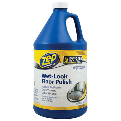 Zep® Wet-Look Floor Finish, Gallon Bottle, 4 Bottles - ZUWLFF128