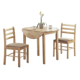 3 Piece Dining Set with 36" Diameter Drop Leaf Table