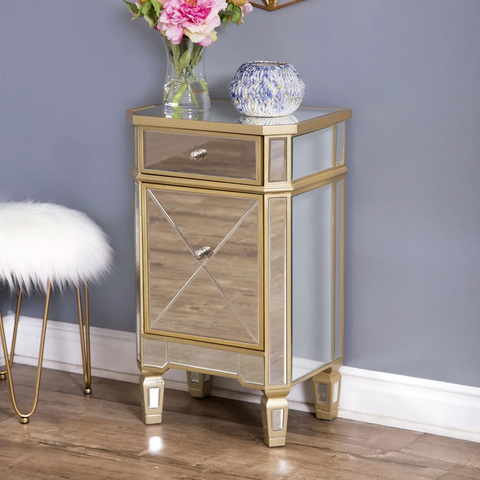 Abbyson Alexis Champagne Trim Mirrored Nightstand