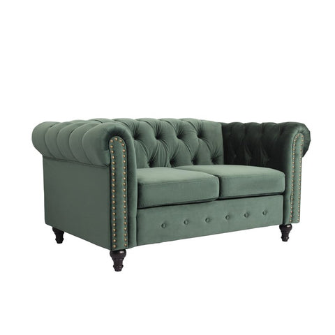 Mavi Velevt Living Room Loveseat In Green