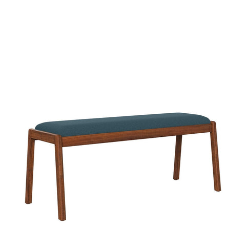 Carson  Cherry Finish Dining Bench - Denim Blue