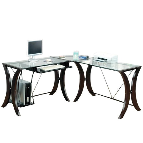 Coaster Division L-Shape Computer Desk Unit in Cappuccino Finish