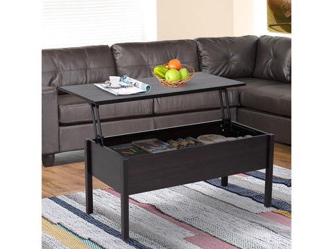 39" Modern Lift Top Coffee Table Desk with Storage - Coffee Brown Woodgrain