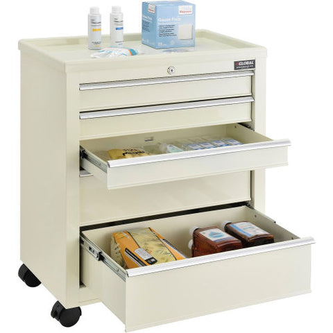 5-Drawer Medical Bedside Cart w/ Key Lock, 24-1/2"L x 13-1/4"W x 29"H, Beige