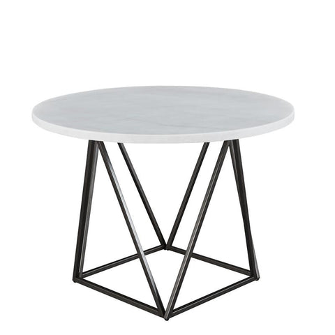 Ramona White Marble Top Round Metal Dining Table