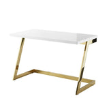 Posh Living Aluna Modern Stainless Steel Base Writing Desk