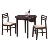 3 Piece Dining Set with 36" Diameter Drop Leaf Table