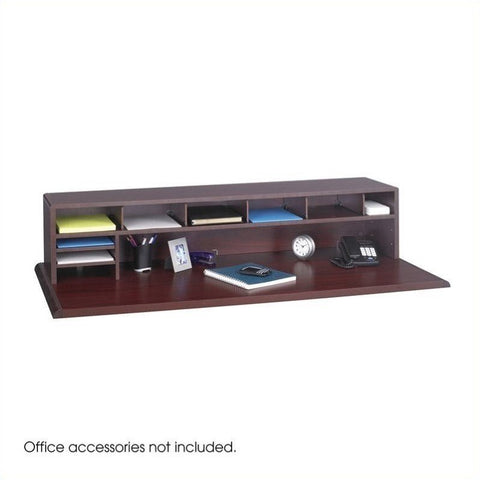 58"W Low Profile Desk Top Organizer in Mahogany