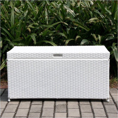 Wicker Patio Storage Deck Box in White