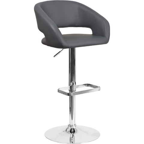 Flash Furniture Contemporary Adjustable Height Barstool - Rounded Back - Vinyl - Gray