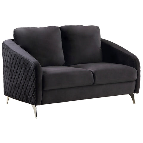 Black Velvet Elegant Modern Chic Loveseat Couch