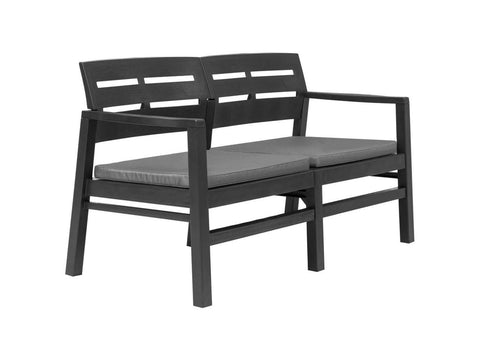 vidaXL 2-Seater Garden Bench with Cushions 52.4" Plastic Anthracite Patio Seat
