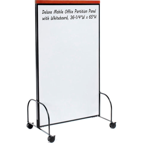 Interion® Deluxe Mobile Office Partition Panel With 2-Sided Whiteboard, 36-1/4"W x 65"H