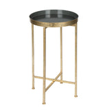 Kate and Laurel Celia Round Metal Foldable Tray Accent Table