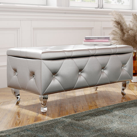 Victoria Faux Leather Flip Top Storage Bench