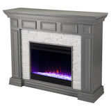 Southern Enterprises Dakesbury Wood/Faux Stone Color Changing Fireplace in Gray