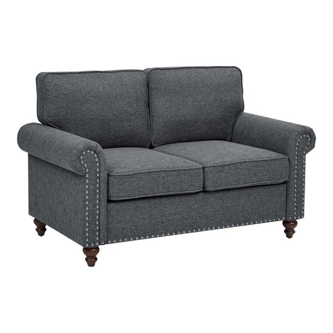 57" Modern Linen Blend Fabric Upholstered Loveseat in Gray