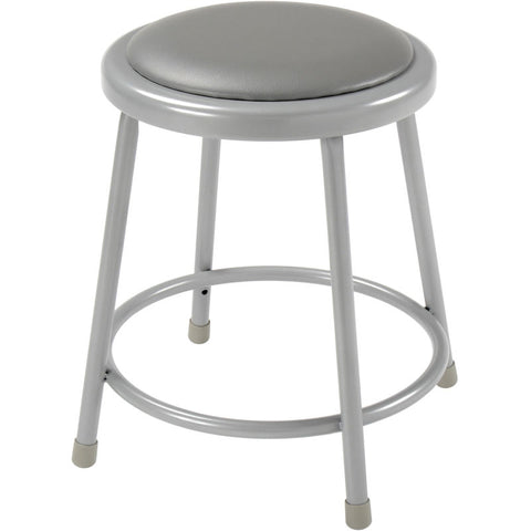 Interion® 18"H Steel Work Stool with Vinyl Seat - Backless - Gray - Pack of 2