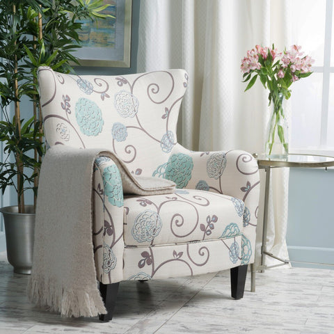 Arabella High-Back Floral Fabric Club Chair by Christopher Knight Home