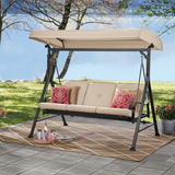 Belden Park 3 Person Convertible Daybed Outdoor Steel Porch Swing with Canopy