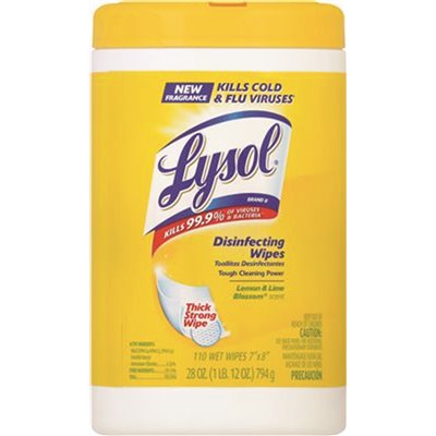 Lysol Dual Action Cleaning Wipes, Wipe - Citrus Scent 75 / Canister  2 pack