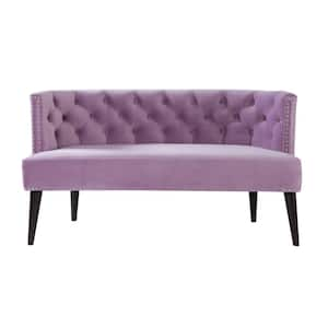 Celine 56 in. Lavender Tufted Velvet 2-Seater Settee with Nailheads