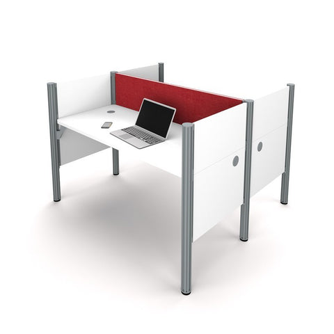 2 Person Workstation in White and Red