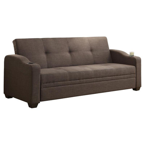 Contemporary Textured Fabric Click-Clack Sleeper Sofa in Brown