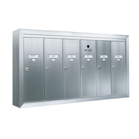 Surface Mount Vertical 1250 Series, 6 Door Mailbox, Anodized Aluminum