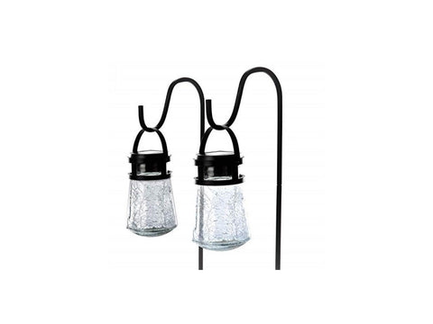 2 Packs Solar Crackle Glass Solar Lanterns Light Hanging Outdoor Waterproof