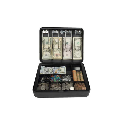 Royal Sovereign Deluxe Cash Box RSCB-300, 13-Compartment, Tray, 11-13/16"Wx9-1/2"D x 3-11/16"H Black