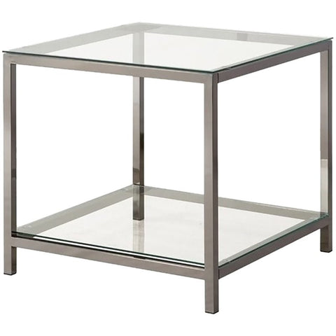 Coaster Ontario Glass Top End Table in Black Nickel