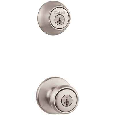 Kwikset Tylo Satin Nickel Door Knob Combo Pack Featuring SmartKey Security