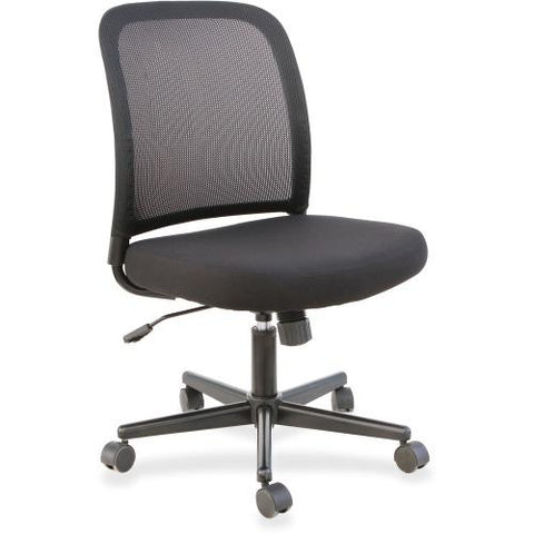 Lorell Mesh Back Armless Task Chair, Fabric Seat - Fabric Back